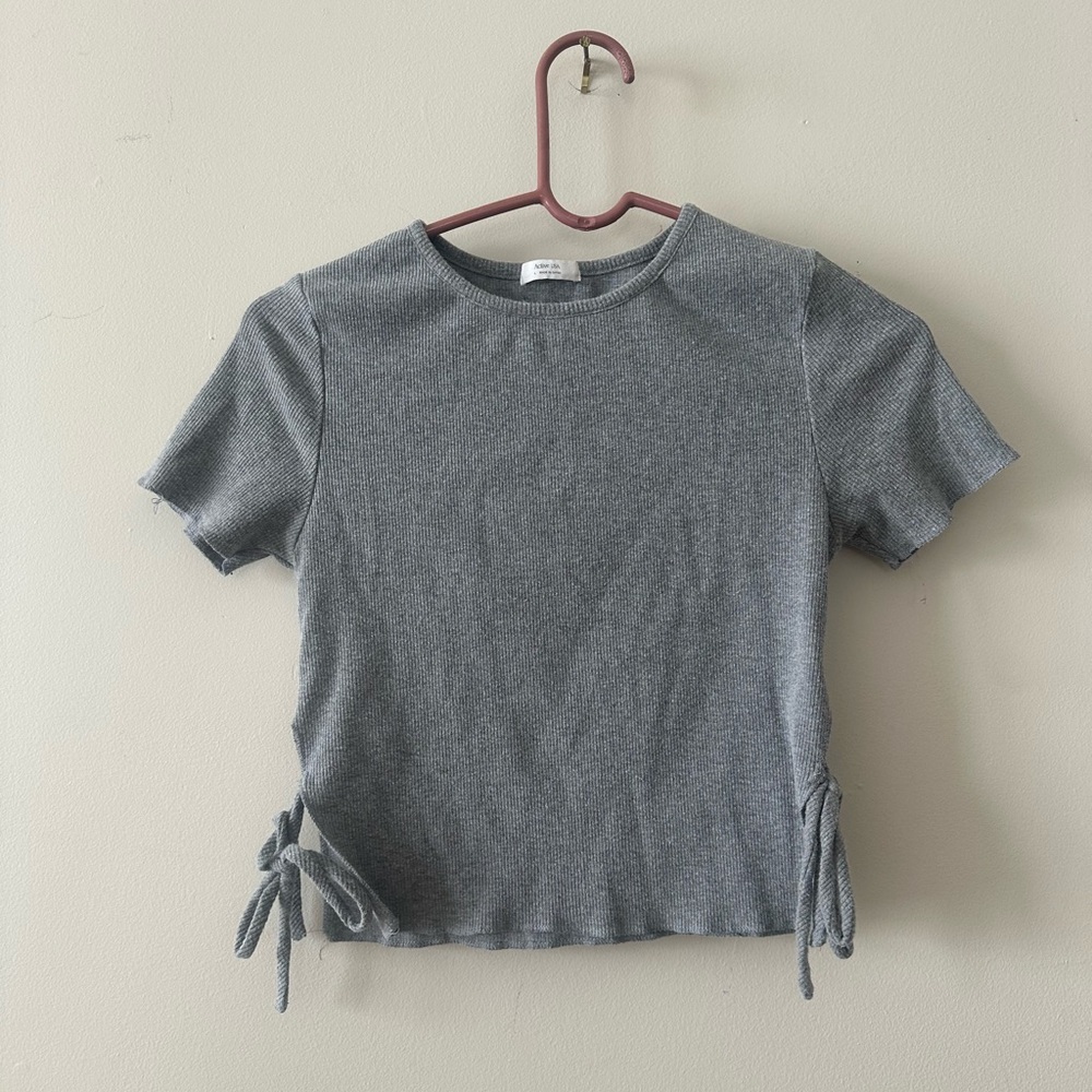 Girls Active USA ribbed grey top L